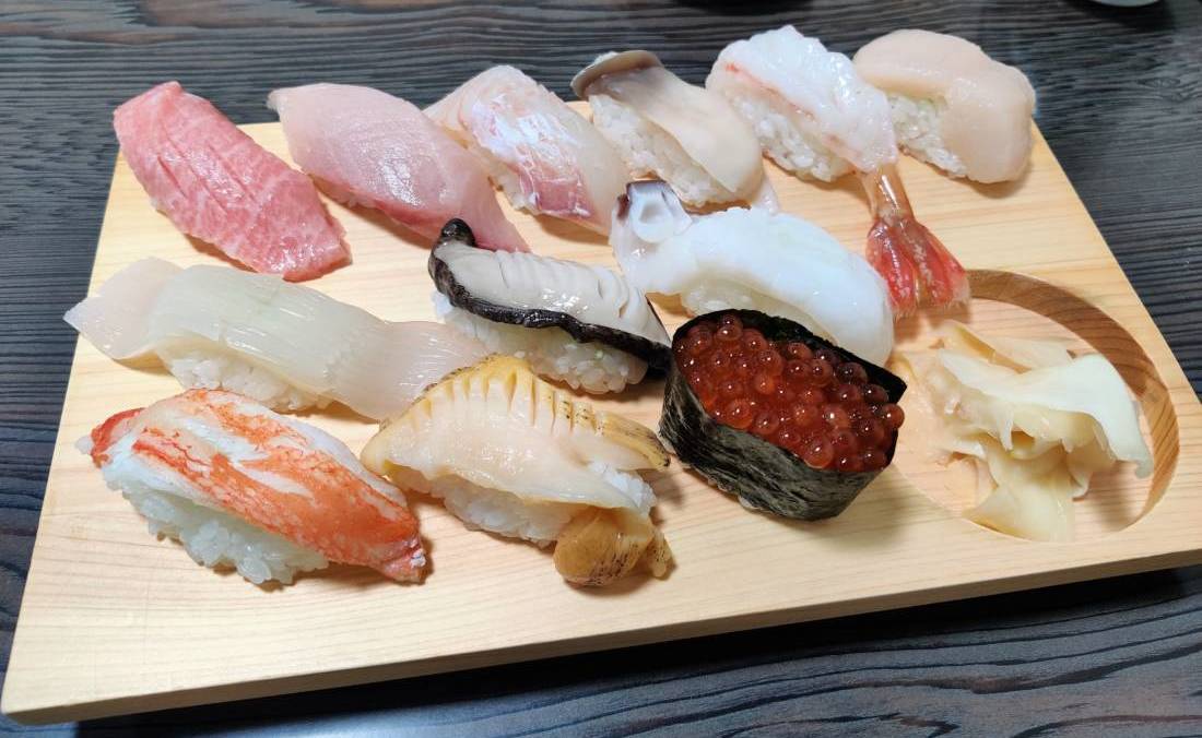 Plate of fresh seasonal sushi