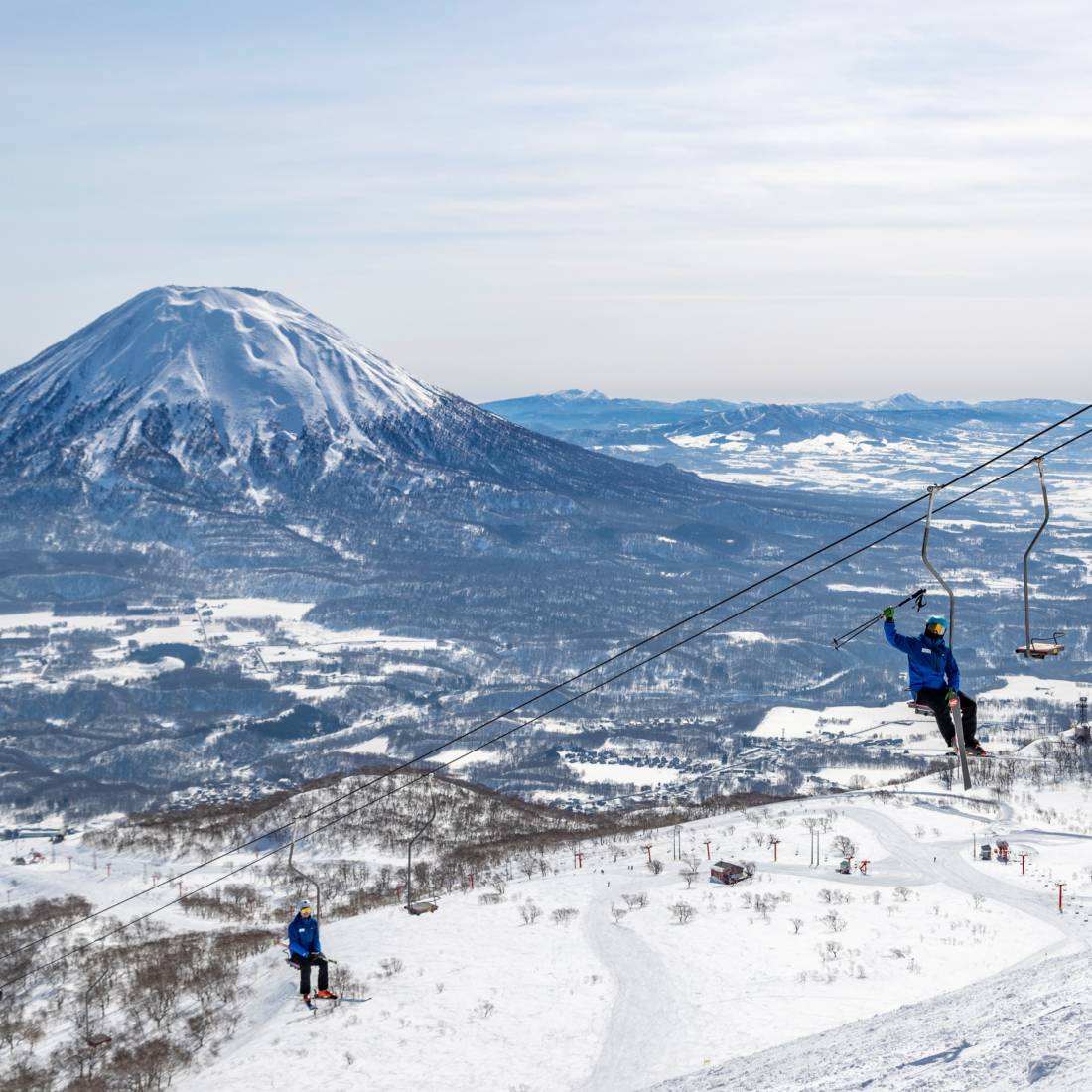 Hokkaido Ski Club ski instructors with Mount Yotei