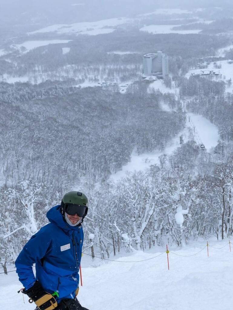 Ski instructor Martin on ski slopes in Niseko