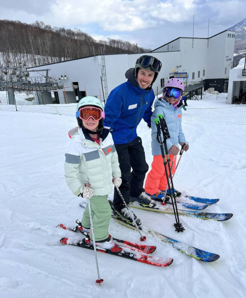 Ski instructor Martin with kids in Niseko private ski lesson