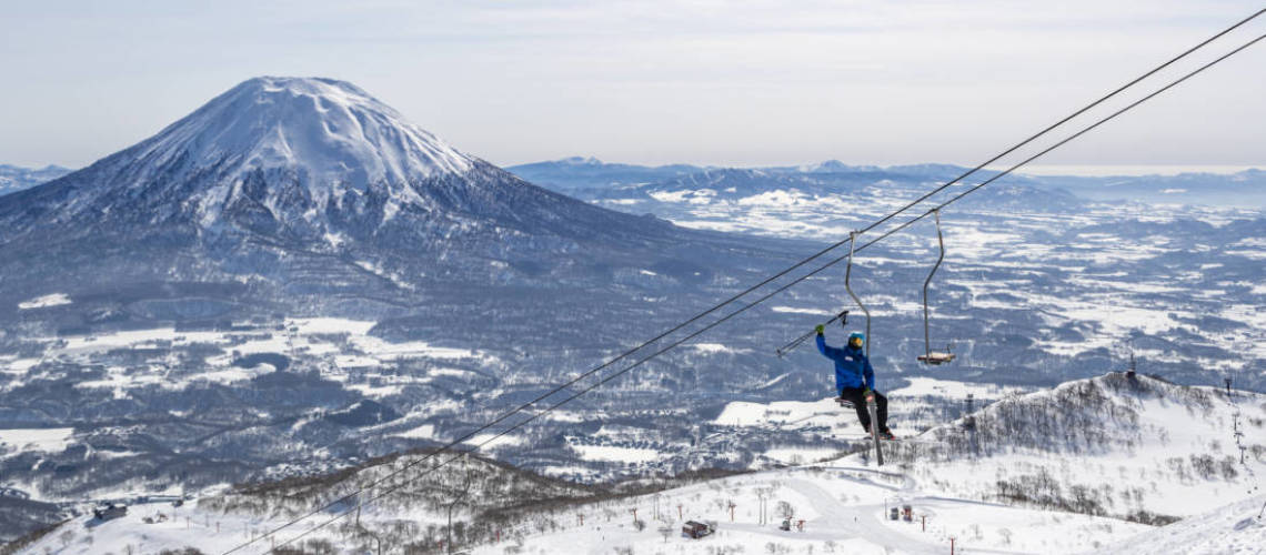 Ski instructors on Pizza Box chairlift in Niseko