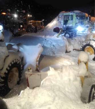 Snowclearing early morning in Niseko